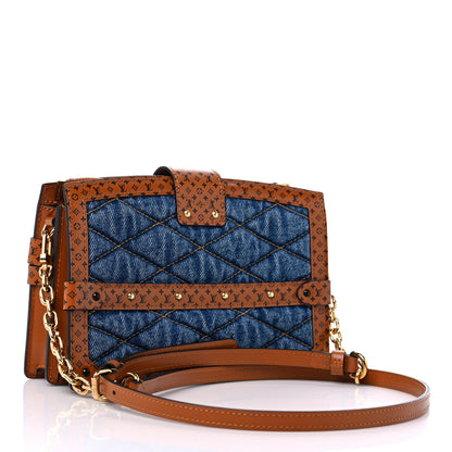 Louis Vuitton Denim Calfskin Malletage Trunk Clutch Light Blue 3 of 9