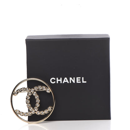 Chanel Crystal Round CC Brooch Gold 5 of 5