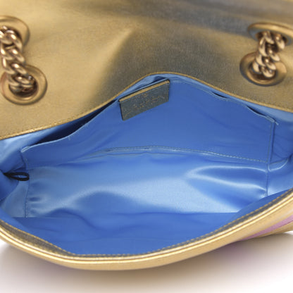 Gucci Metallic Calfskin Matelasse Mini GG Marmont Shoulder Bag Gold Pink 5 of 11