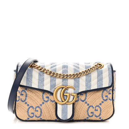 Gucci Raffia GG Monogram Matelasse Small GG Marmont Shoulder Bag Natural Royale Off White 1 of 10