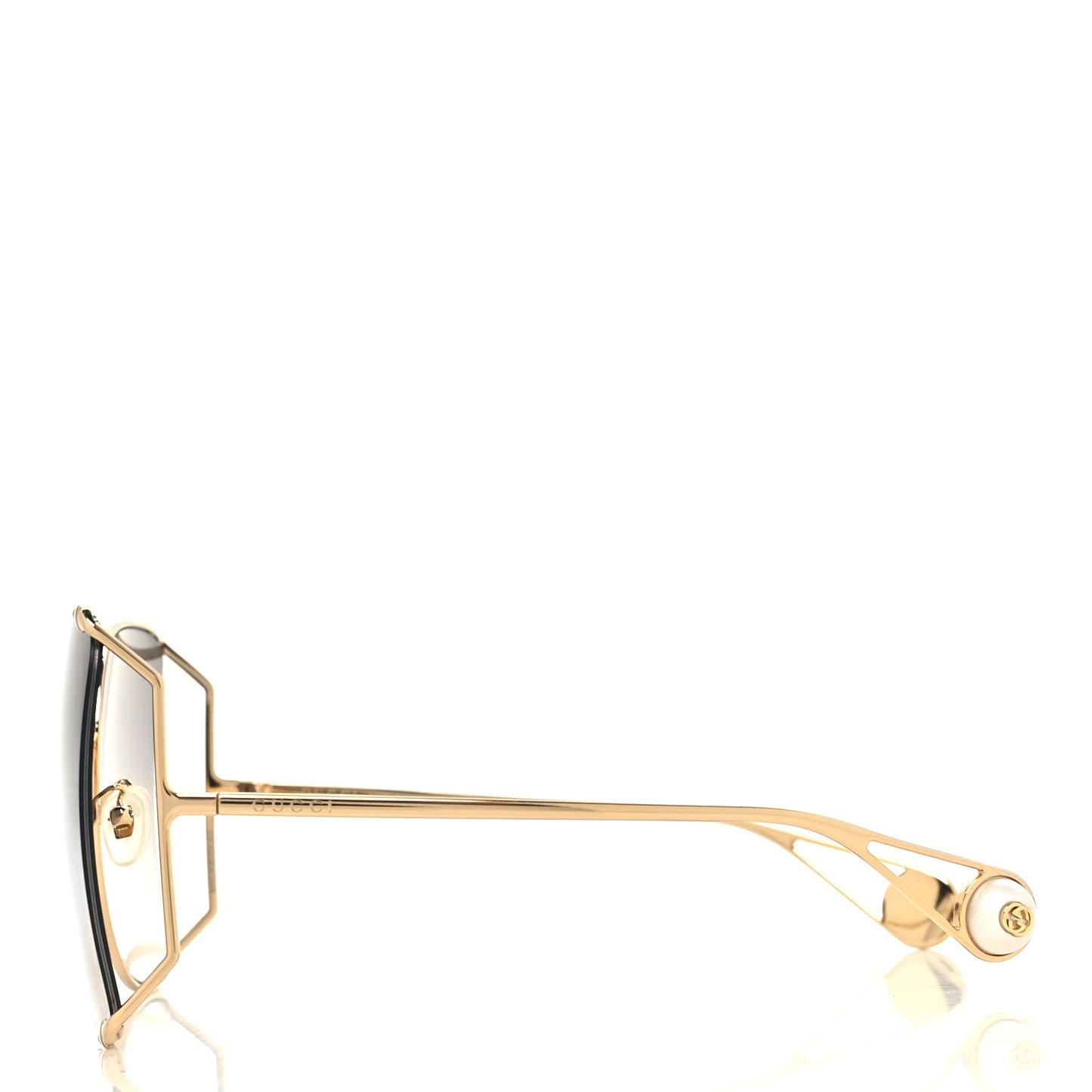 Oversized Round Sunglasses GG0252S Gold Brown