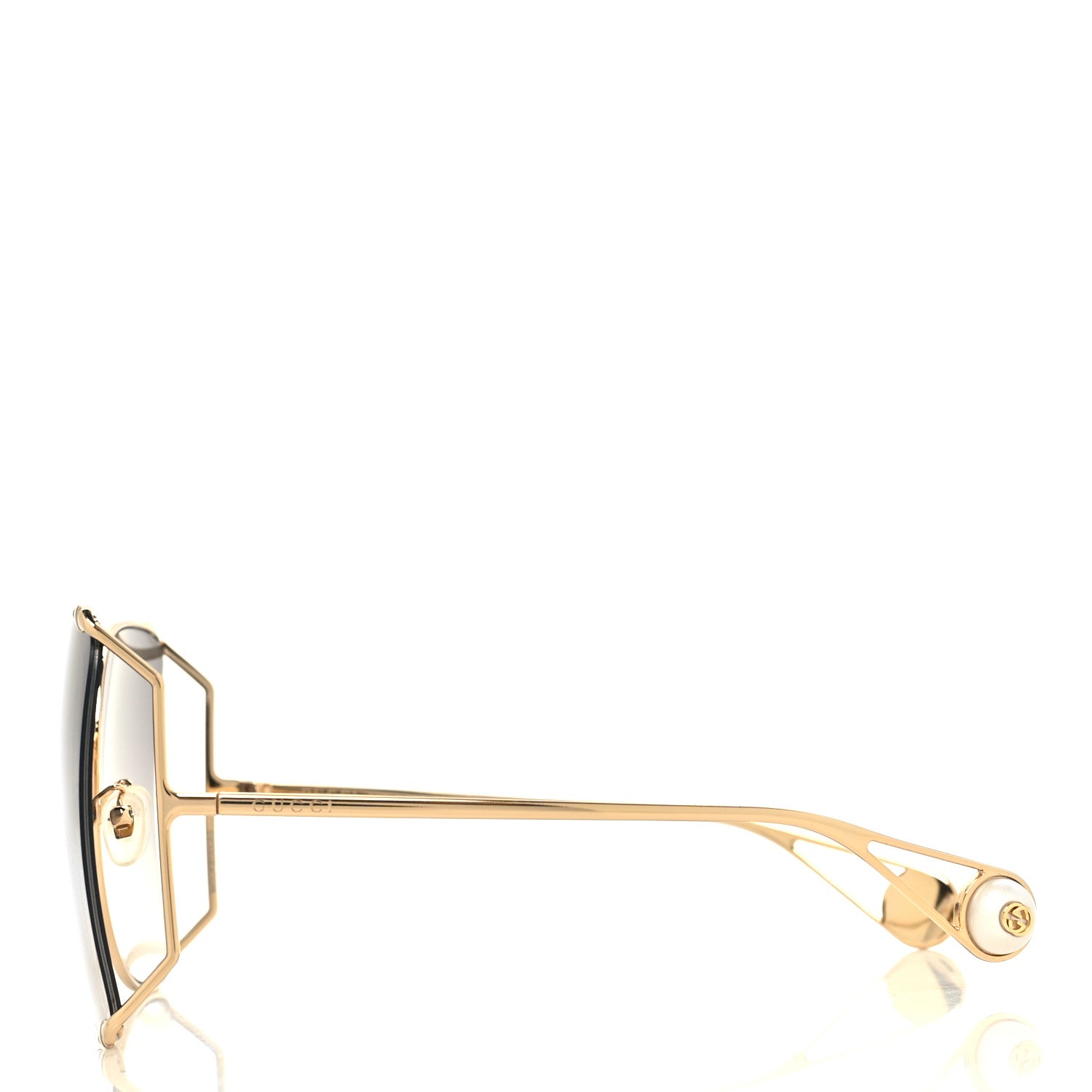 Gucci Oversized Round Sunglasses GG0252S Gold Brown 3 of 8