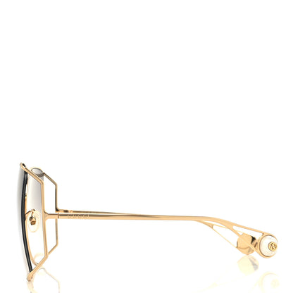 Gucci Oversized Round Sunglasses GG0252S Gold Brown 3 of 8