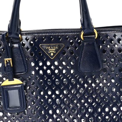 Prada Saffiano Vernice Perforated Tote Royal 8 of 11