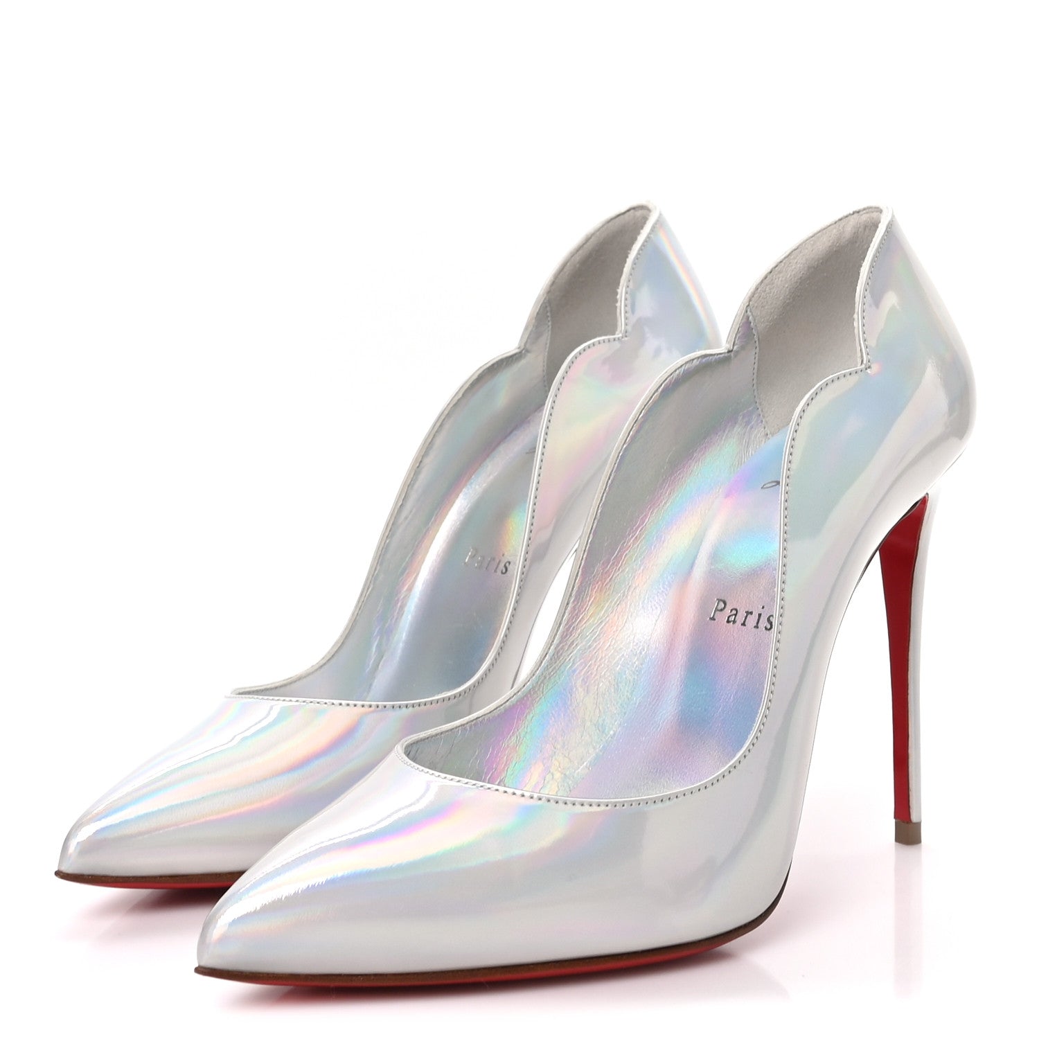 Christian Louboutin Specchio Laser Hot Chick 100 Pumps 38 Silver 4 of 8