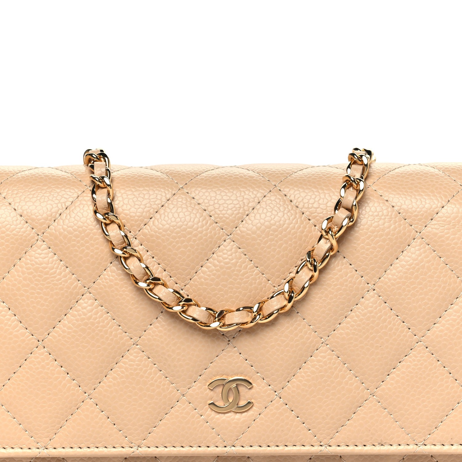 Chanel Caviar Quilted Wallet On Chain WOC Beige 9 of 11