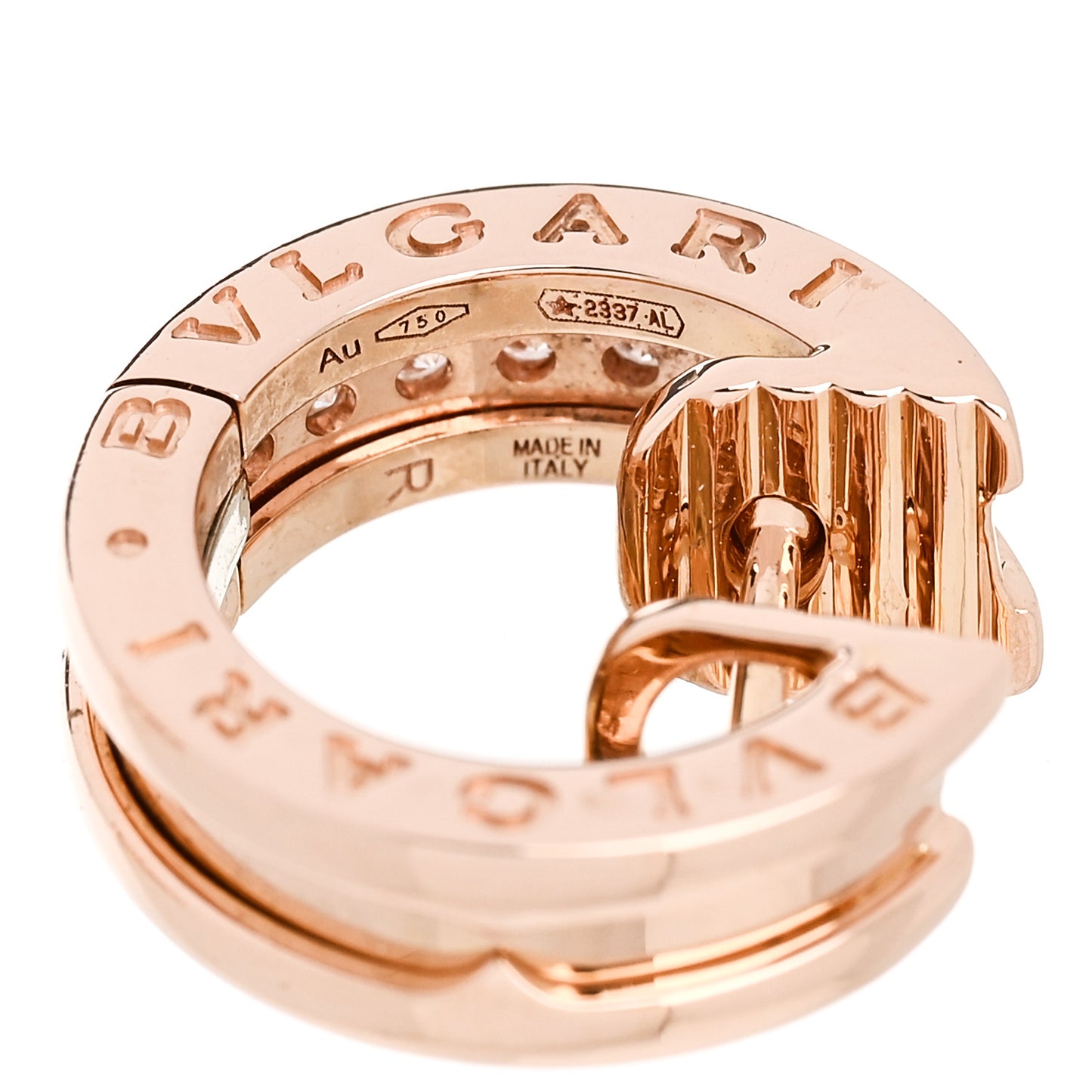 18K Rose Gold Diamond Small B.Zero1 Hoop Earrings