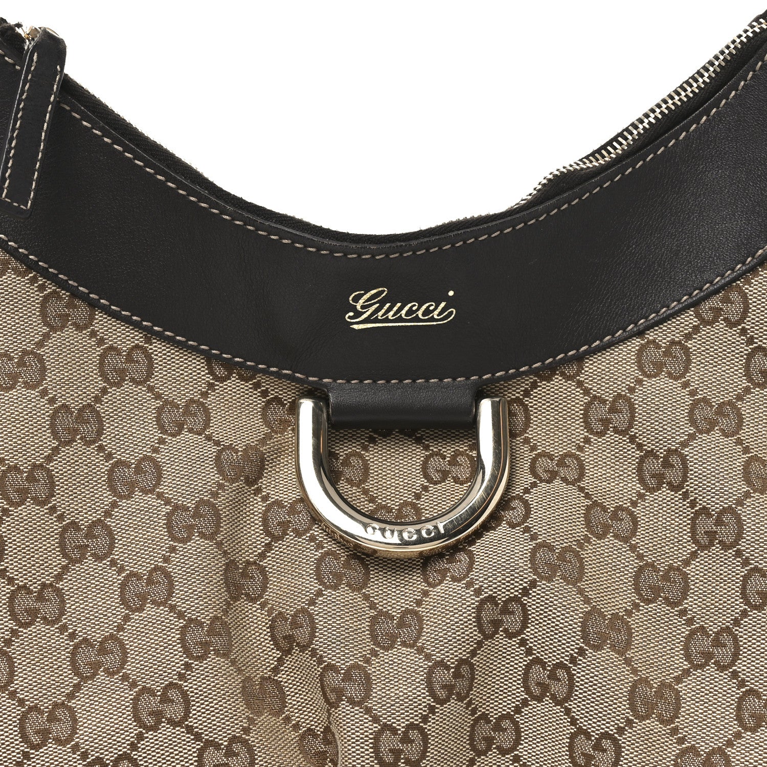 Gucci Monogram Large D Gold Hobo Dark Brown 8 of 10