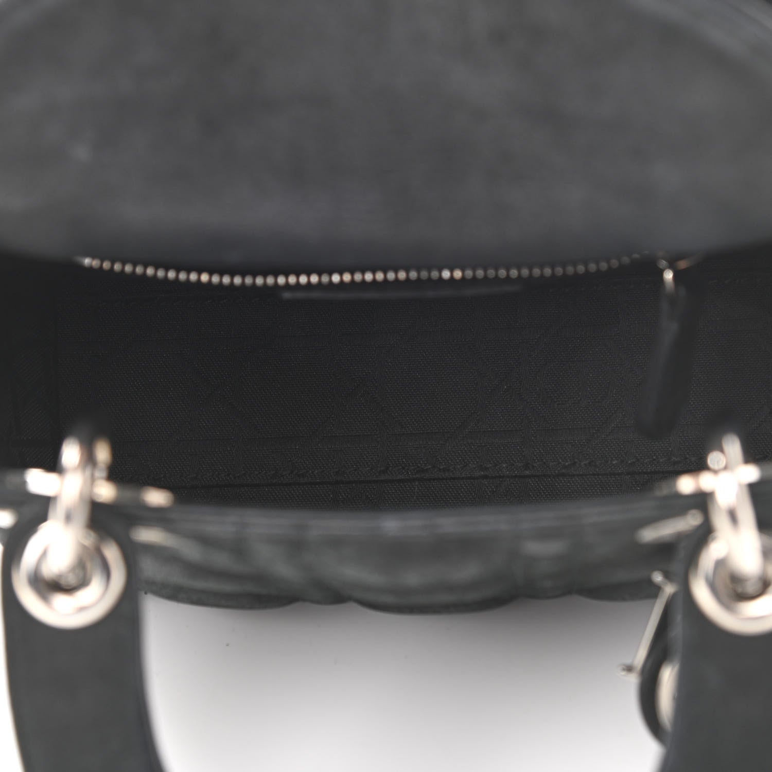 Christian Dior Metallic Calfskin Cannage Mini Lady Dior Black 4 of 11