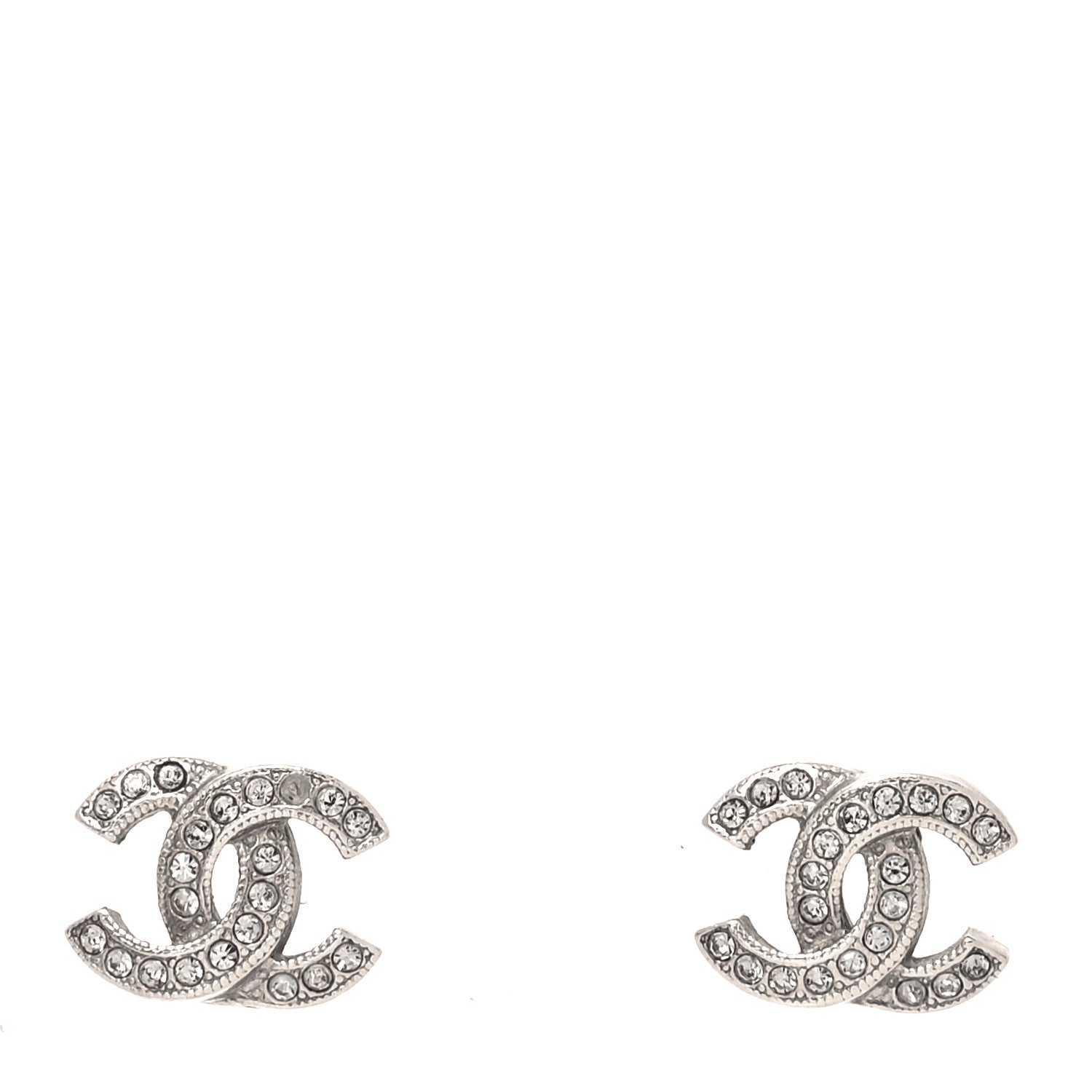 Chanel Crystal CC Earrings Silver 1 of 4