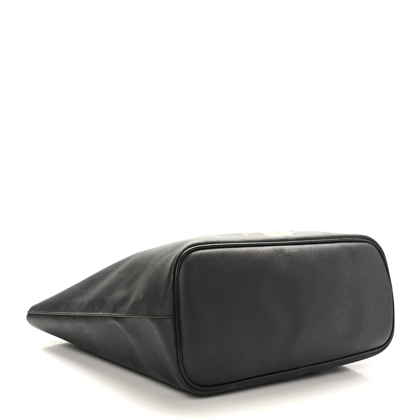 Textured Coated Canvas Bambi Print Medium Antigona Tote Black