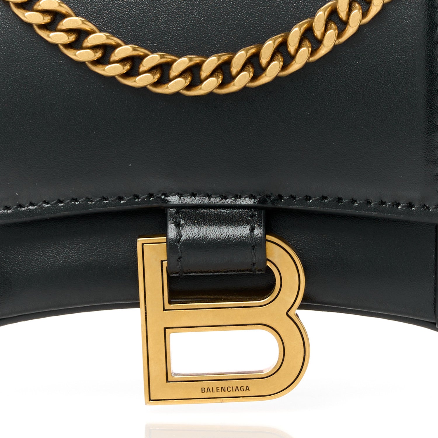 Balenciaga Shiny Box Calfskin Hourglass Chain Bag Black 8 of 10