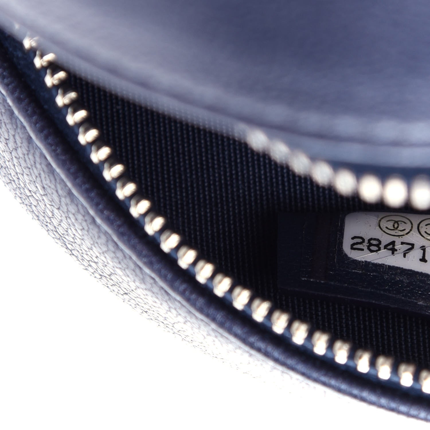 Chanel Goatskin Camellia Embossed Round Clutch With Chain Dark Blue 7 of 11