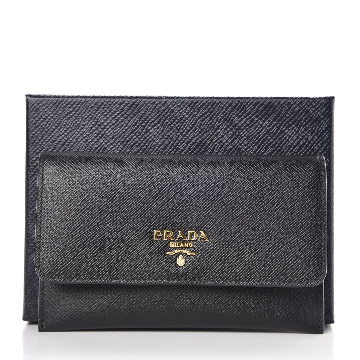 Saffiano Metal Flap Wallet Black