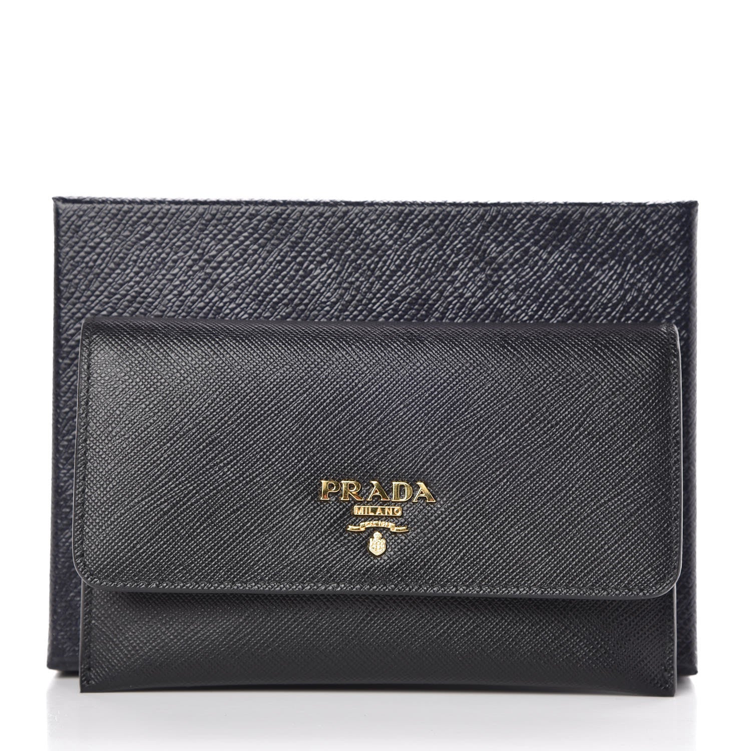 Prada Saffiano Metal Flap Wallet Black 8 of 8