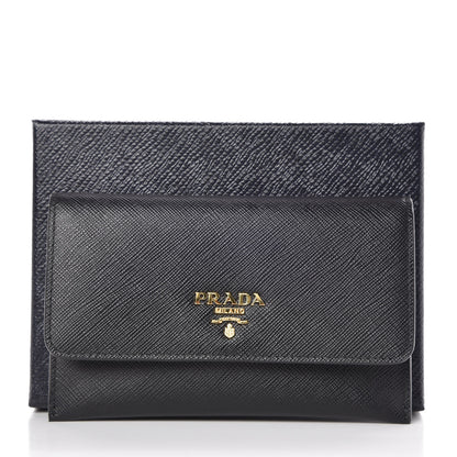 Prada Saffiano Metal Flap Wallet Black 8 of 8