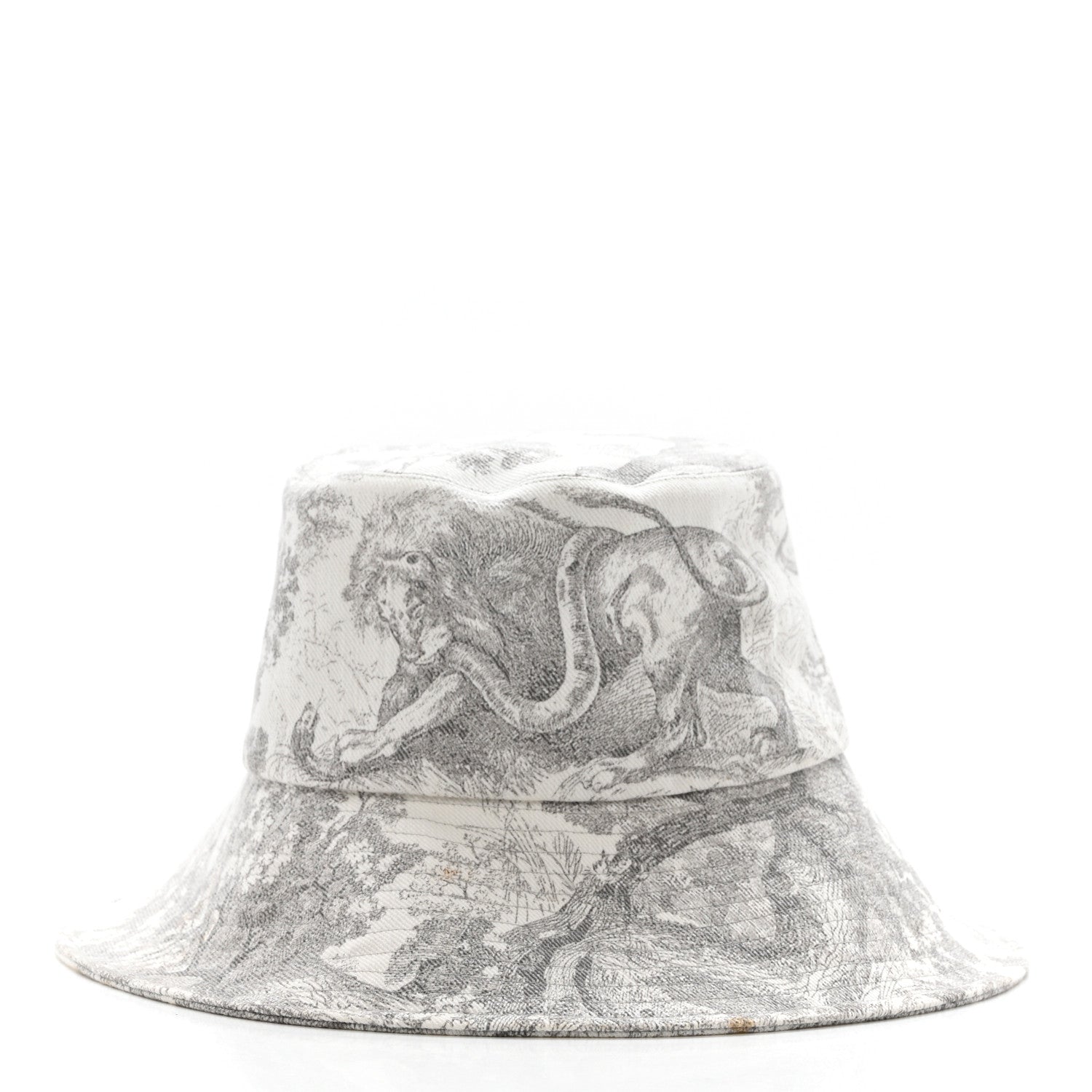 Christian Dior Cotton Dioriviera Toile De Jouy Bob Brim Bucket Hat 58 Gray 3 of 12