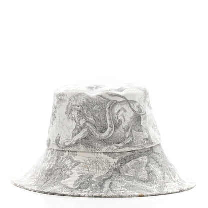 Christian Dior Cotton Dioriviera Toile De Jouy Bob Brim Bucket Hat 58 Gray 3 of 12