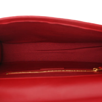 Saint Laurent Grain De Poudre Matelasse Chevron Large Monogram Satchel Lipstick Red 5 of 15