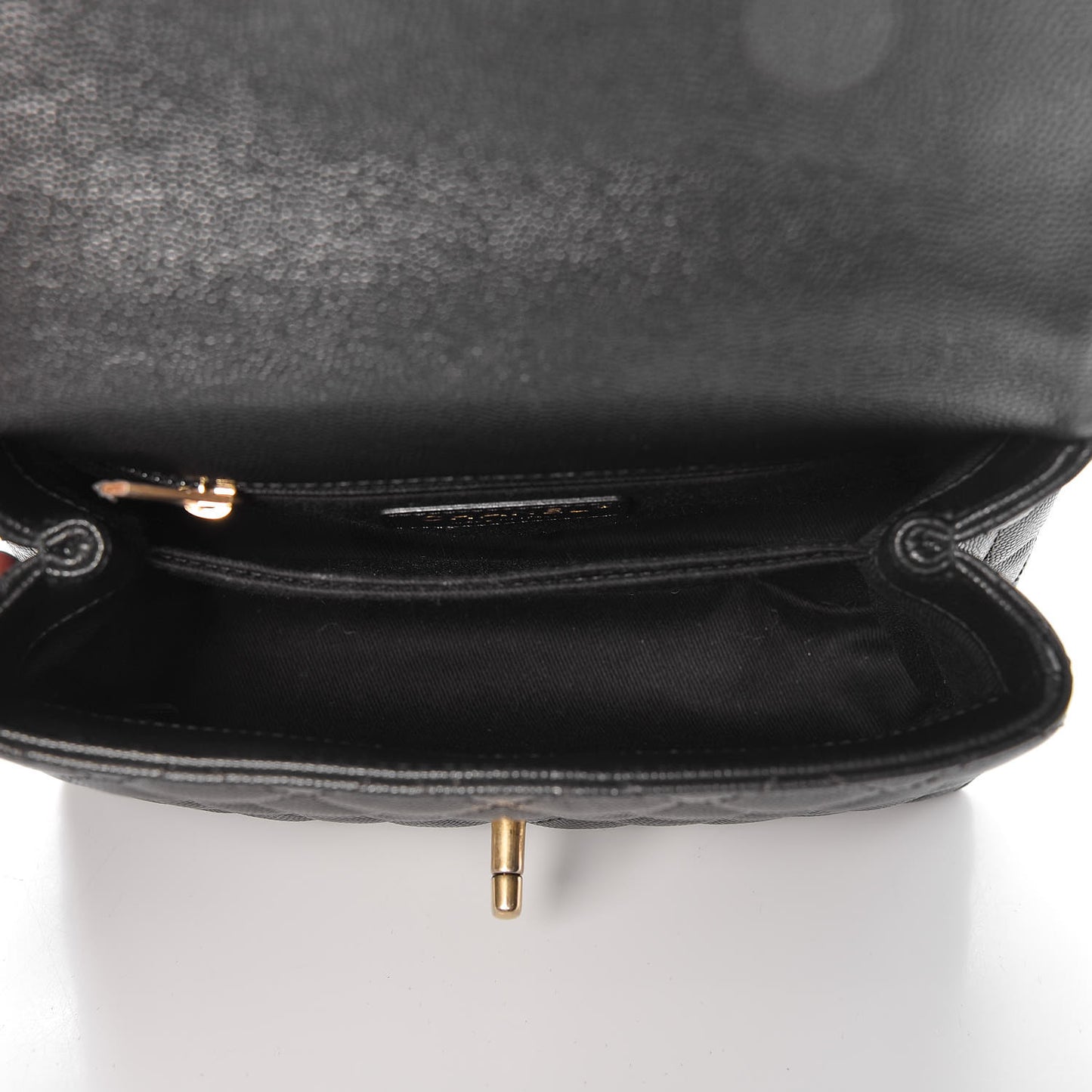 Caviar Lizard Embossed Quilted Mini Coco Handle Flap Black