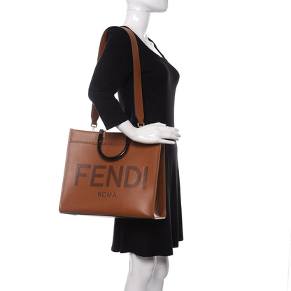 Fendi Vitello King Plexiglass Medium Fendi Sunshine Shopper Tote Cuoio 2 of 8
