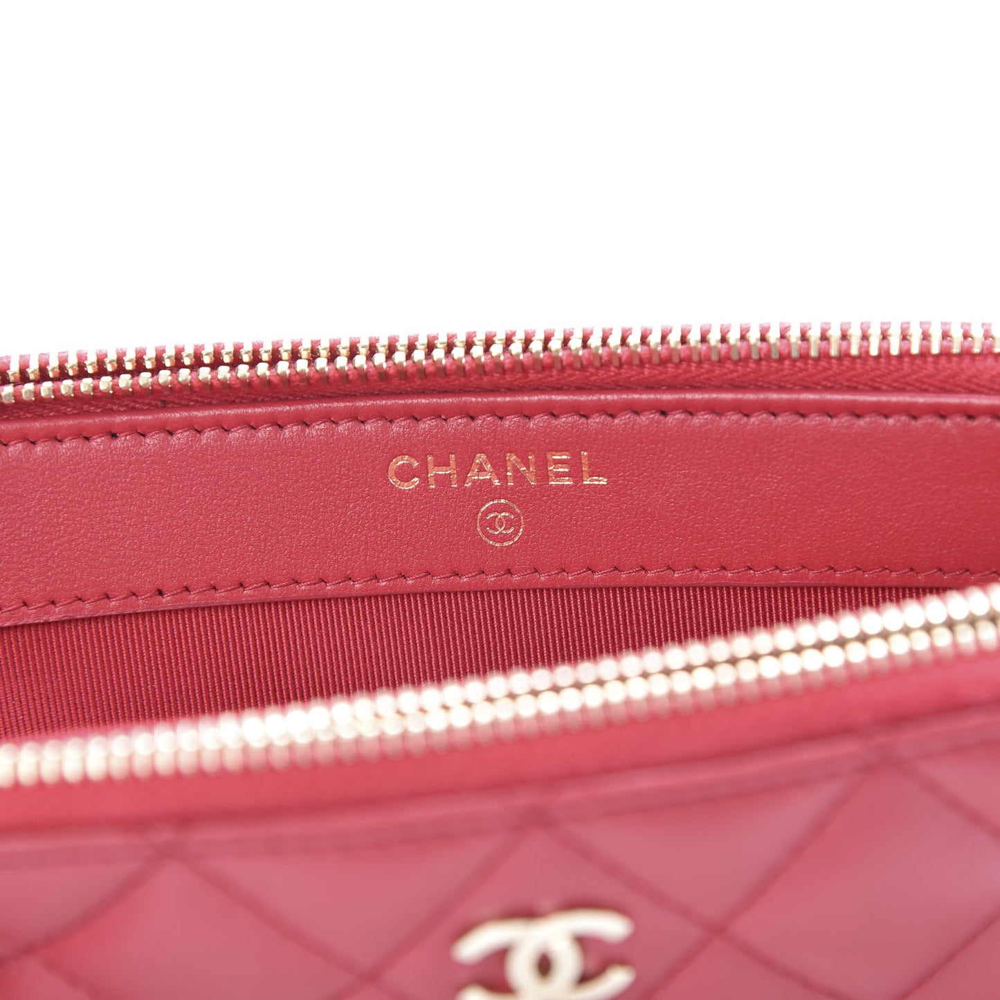 Lambskin Quilted Small Clutch With Chain Red