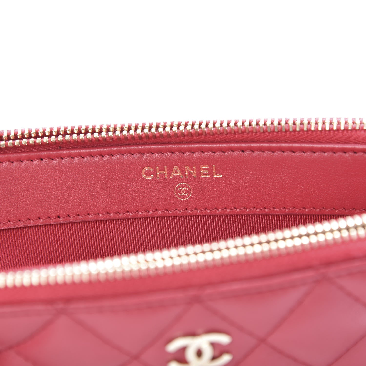 Chanel Lambskin Quilted Small Clutch With Chain Red 7 of 13