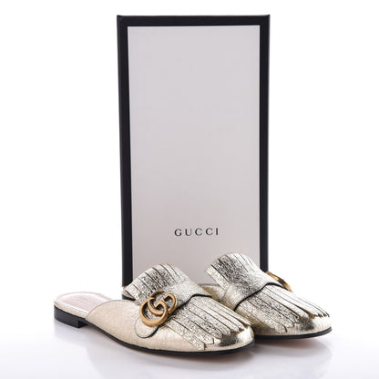 Gucci Galassia Womens GG Marmont Fringe Slippers 39 Platino 8 of 8