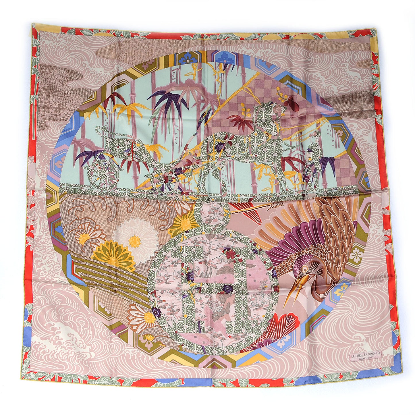 Silk Ex Libris En Monogram Kimonos 90 Scarf Rose Poudre