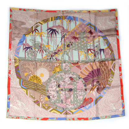 Hermes Silk Ex Libris En Monogram Kimonos 90 Scarf Rose Poudre 2 of 5