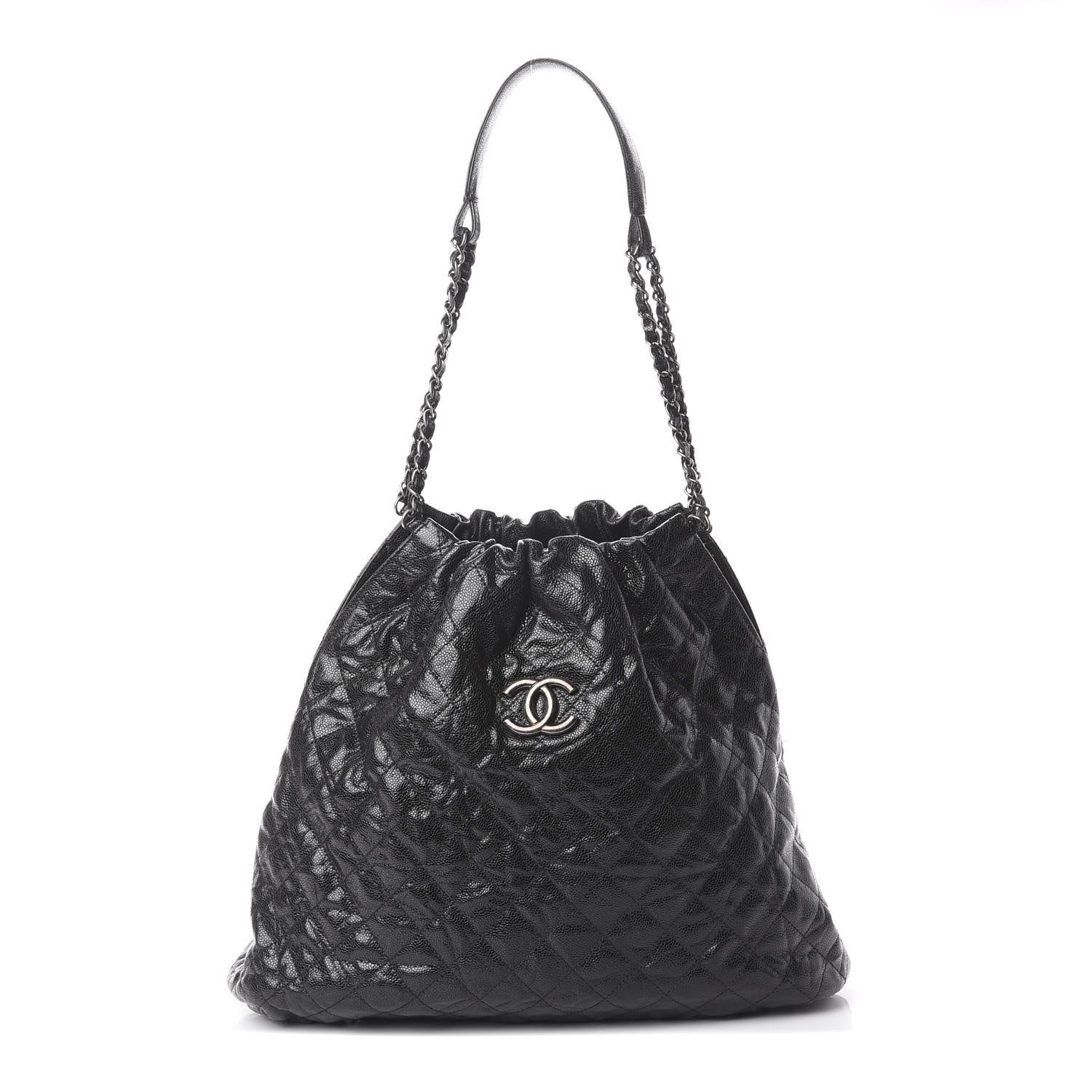 Chanel Distressed Glazed Caviar Quilted Large Elastic Tote Black 1 of 9