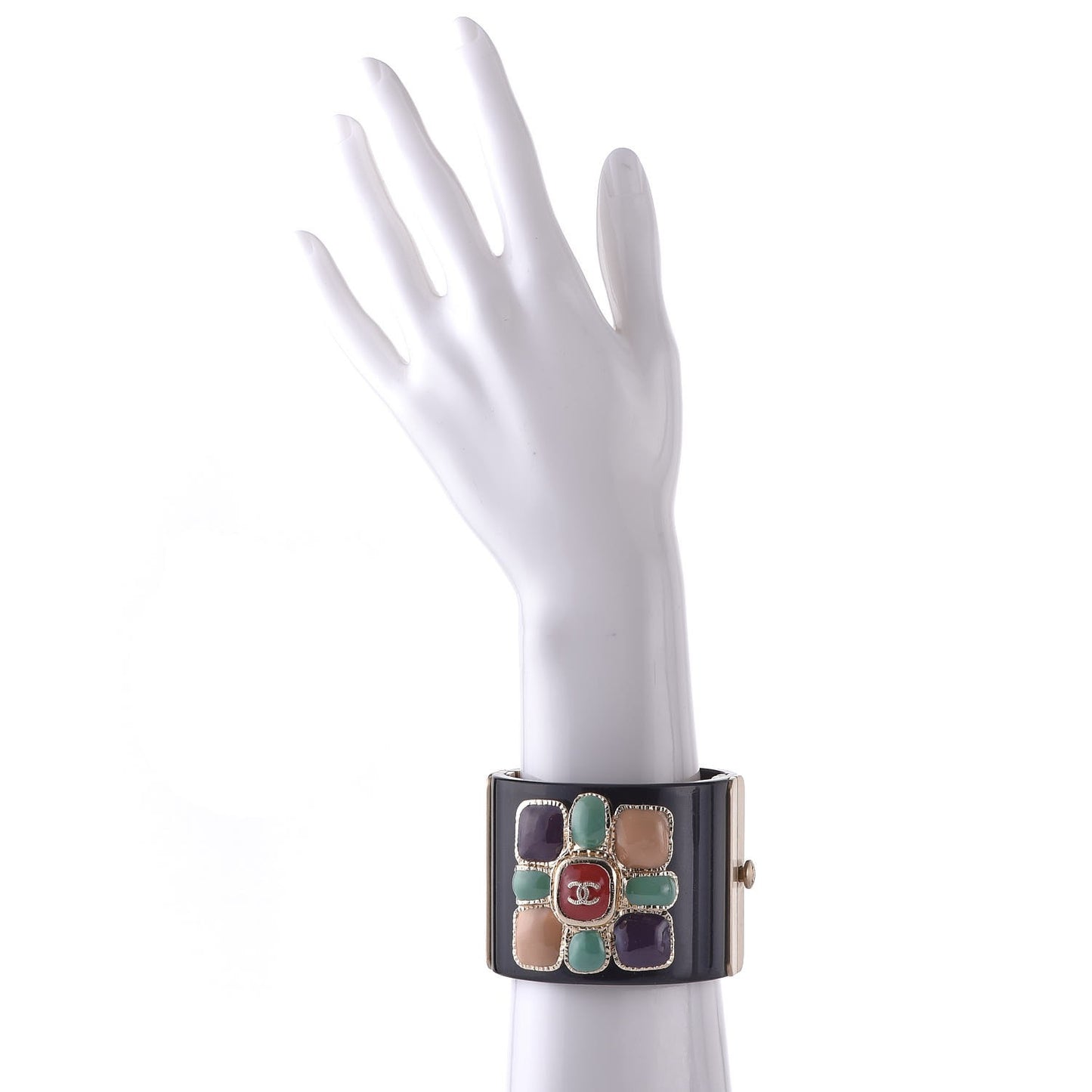 Resin Enamel CC Cabochon Cuff Black