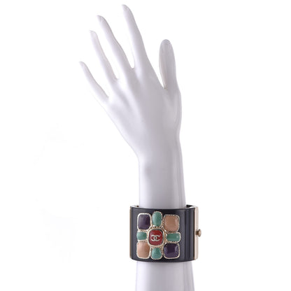 Chanel Resin Enamel CC Cabochon Cuff Black 2 of 5