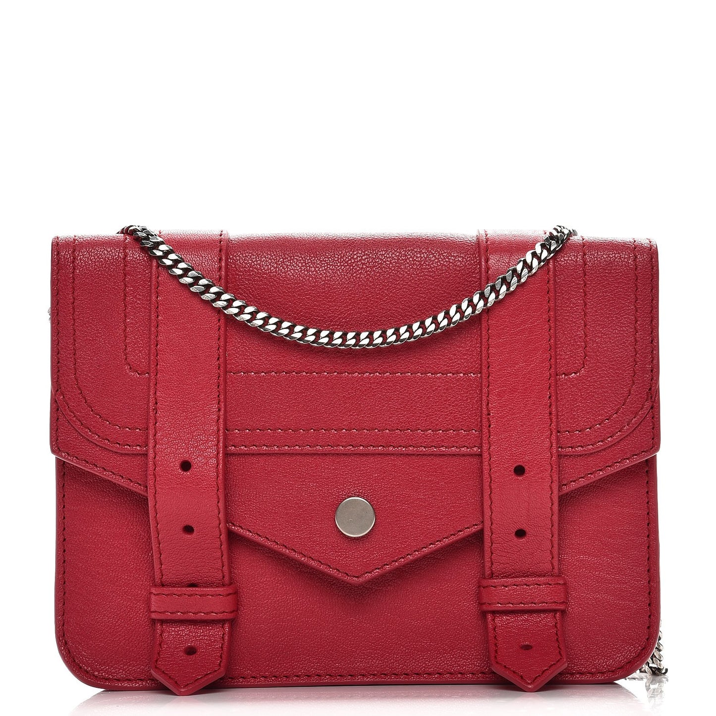 Lambskin PS1 Large Chain Wallet Red