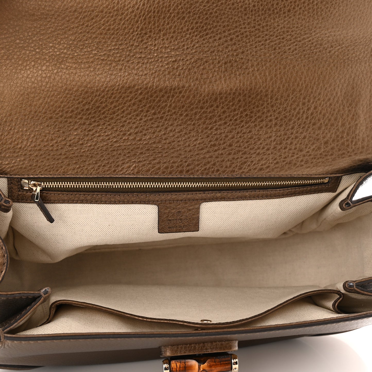 Metallic Calfskin Large New Bamboo Top Handle Bag Bronze