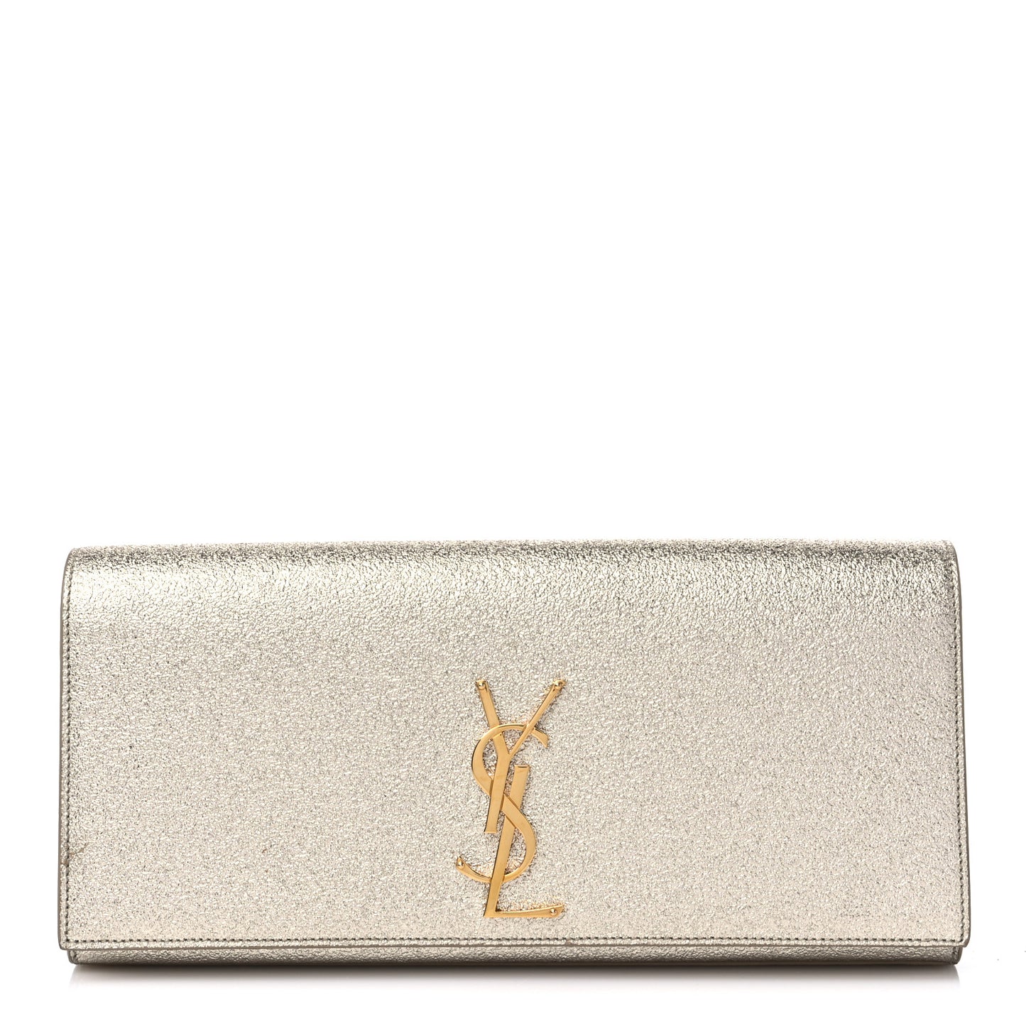 Metallic Textured Calfskin Classic Monogram Cassandre Clutch Pale Gold