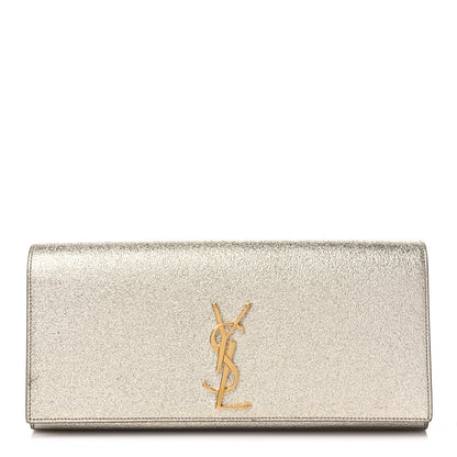 Saint Laurent Metallic Textured Calfskin Classic Monogram Cassandre Clutch Pale Gold 1 of 8