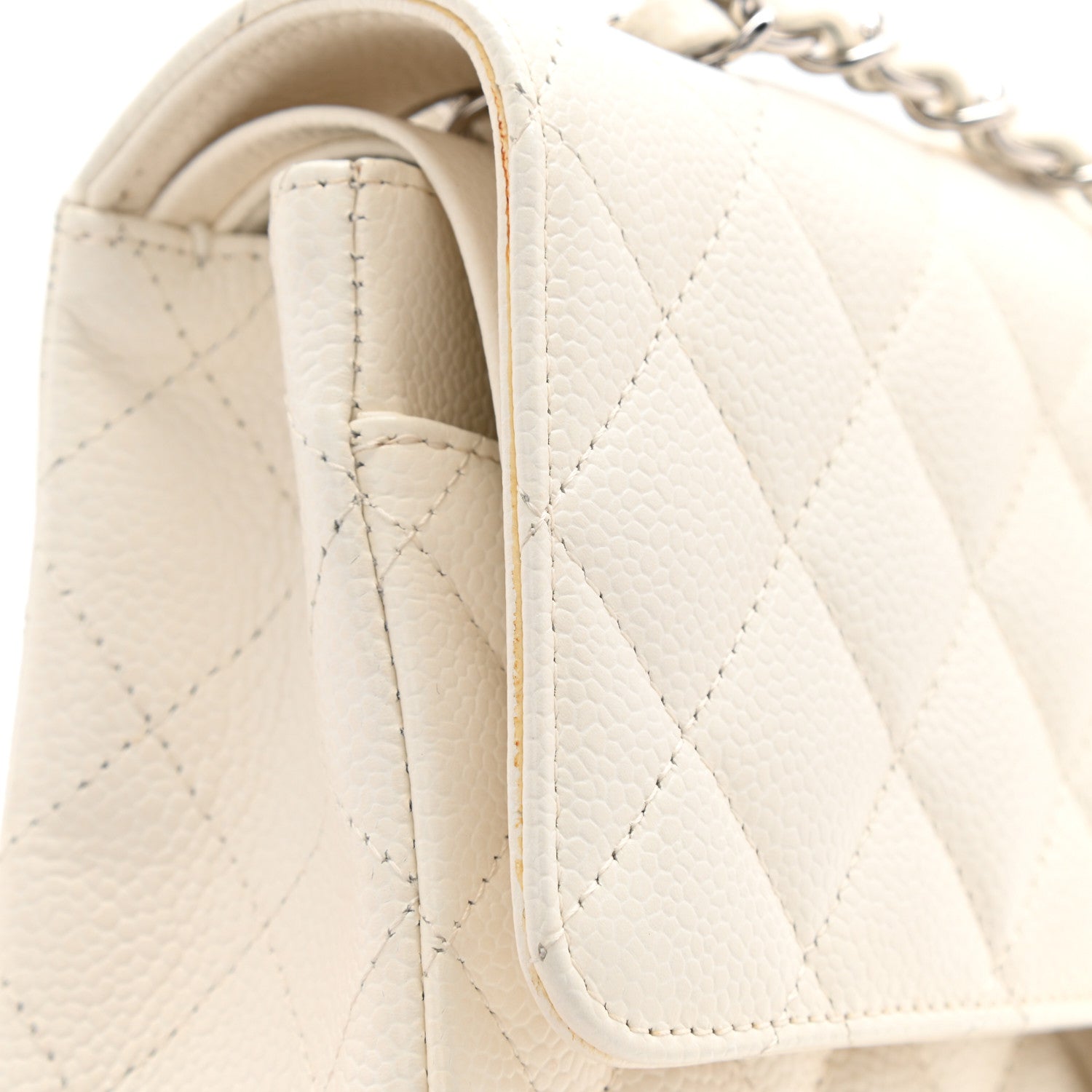 Chanel Caviar Quilted Medium Double Flap White 11 of 12