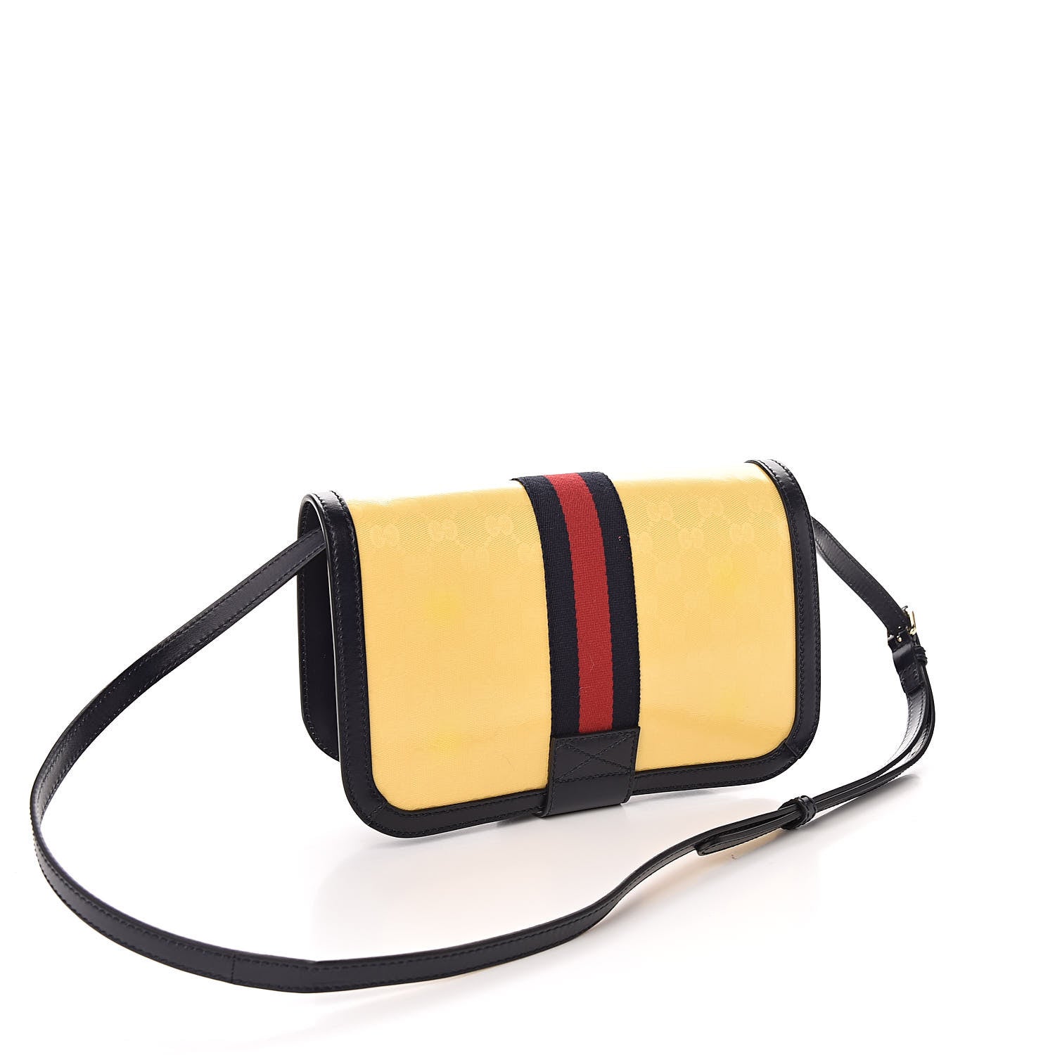 Gucci Crystal Monogram Plutone Calfskin Web Ophidia Flap Messenger Bag Straw Yellow Blue 3 of 10