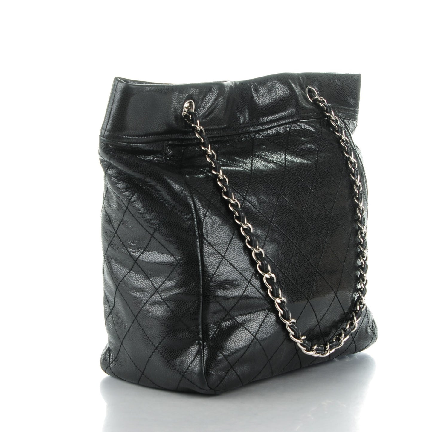 Soft Caviar Large Timeless CC Shopping Tote Black