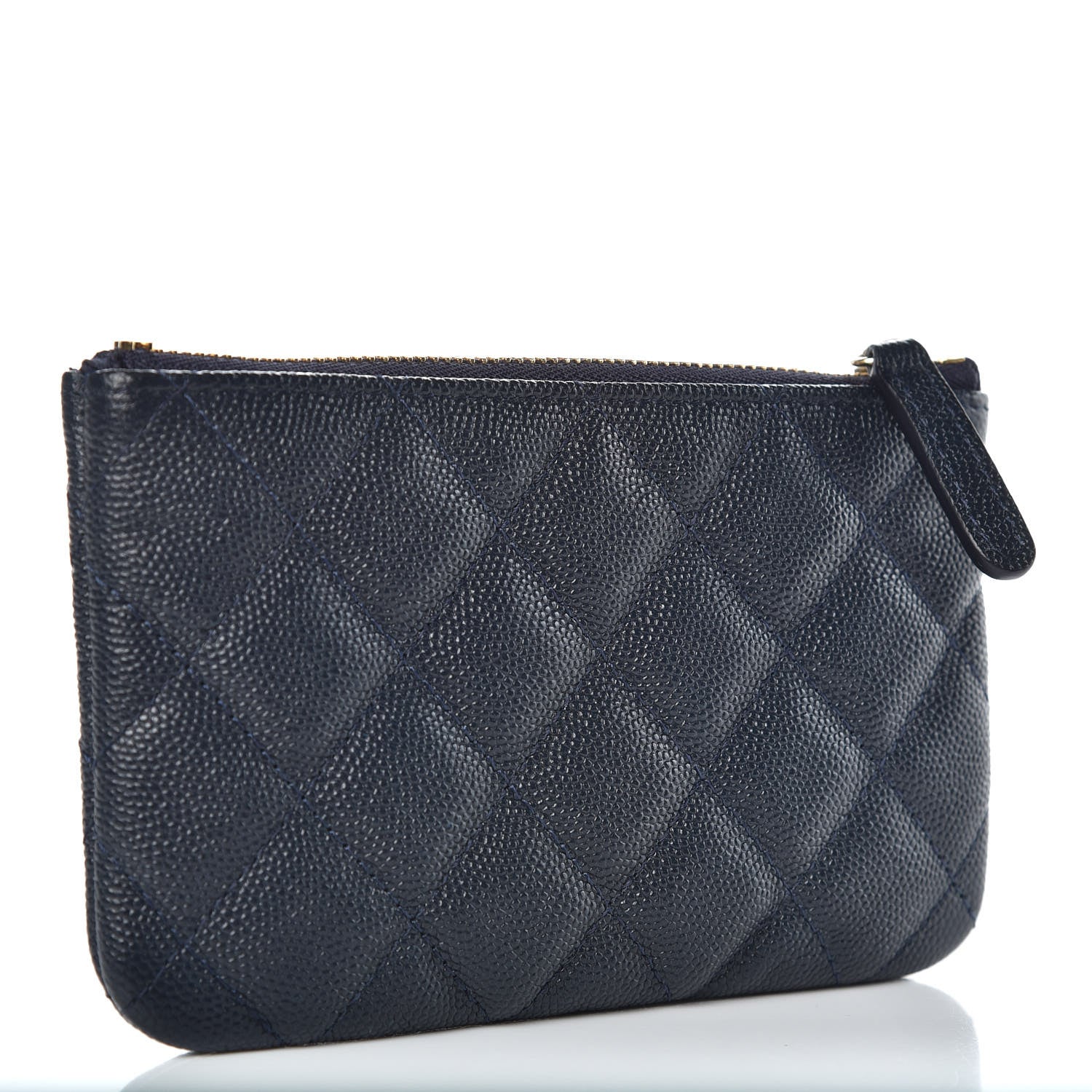 Chanel Metallic Caviar Quilted Small Cosmetic Case Dark Blue 3 of 8