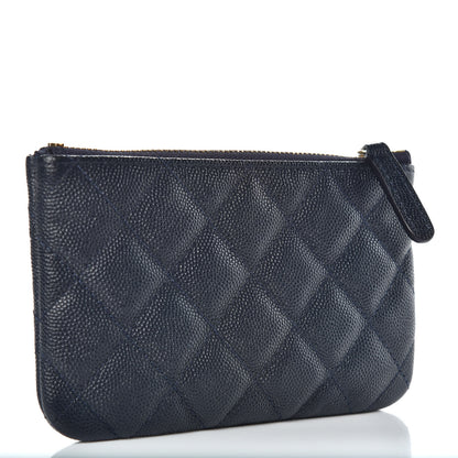 Chanel Metallic Caviar Quilted Small Cosmetic Case Dark Blue 3 of 8