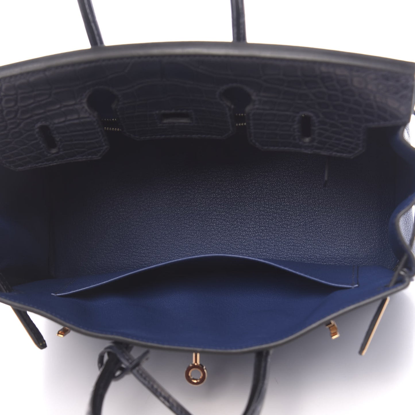 Taurillon Novillo Matte Alligator Birkin Touch 25 Bleu Saphir Marine