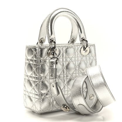 Christian Dior Metallic Grained Calfskin Cannage Small Lucky Badges My Lady Dior Silver 3 of 9