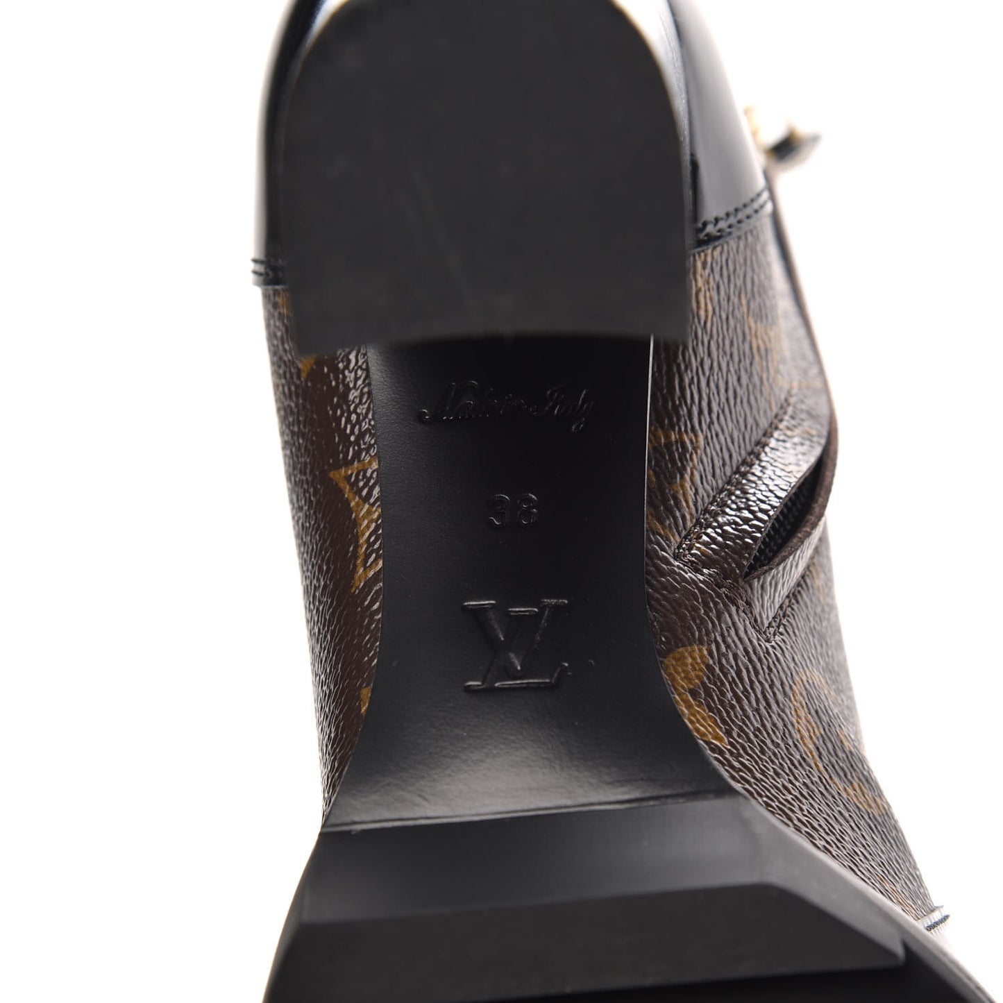 Patent Calfskin Monogram Star Trail Ankle Boots 38 Black