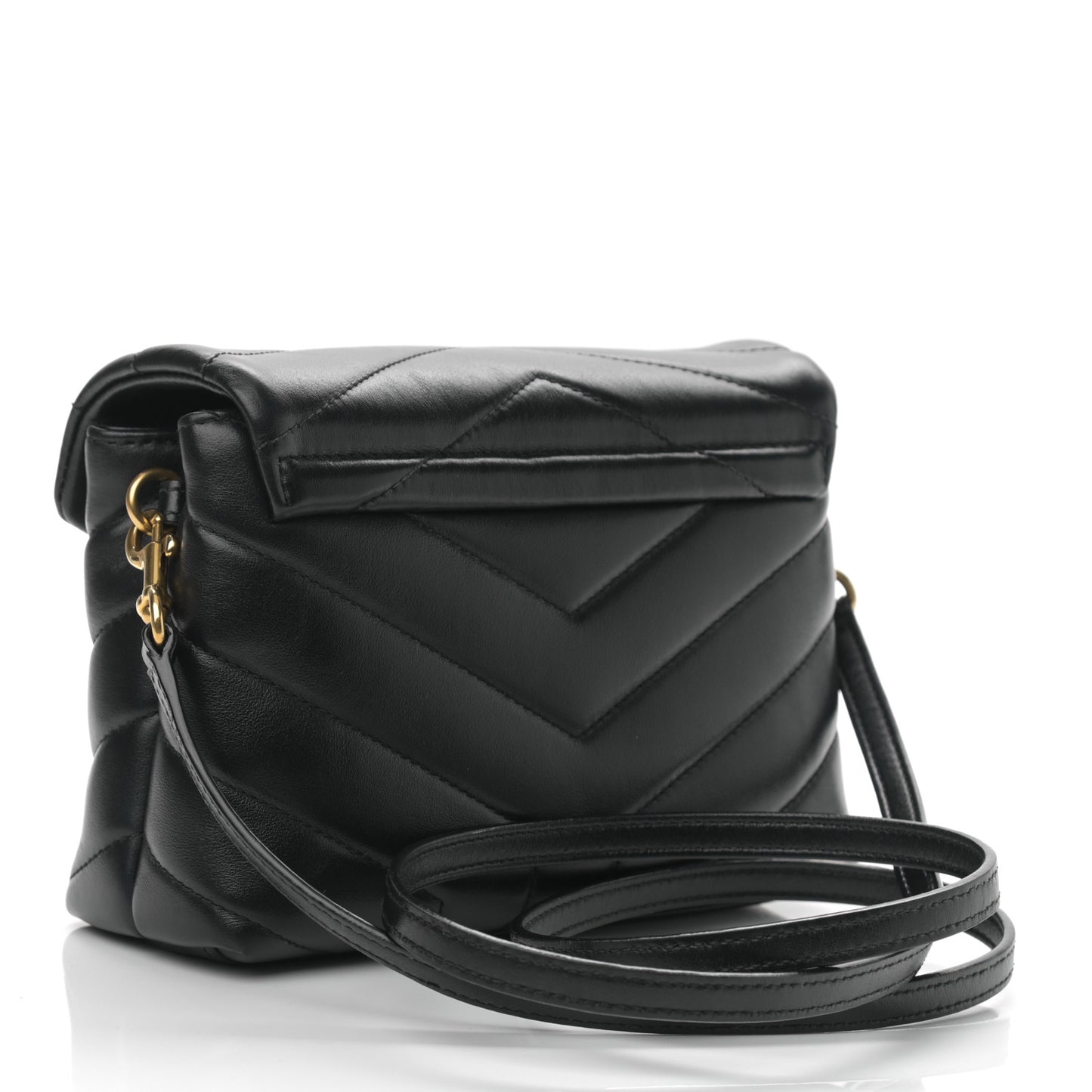 Calfskin Y Quilted Monogram Toy Loulou Crossbody Bag Black