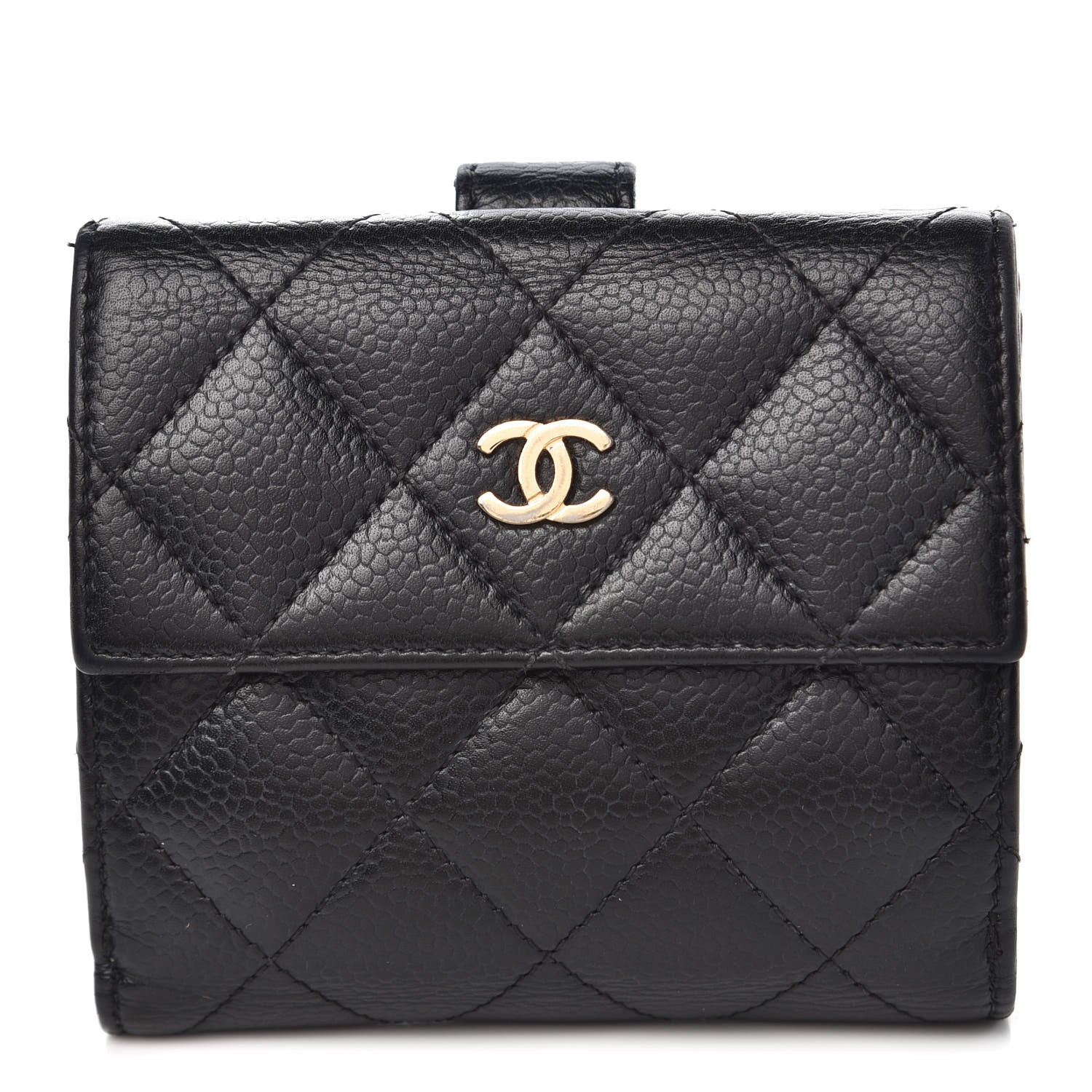 Chanel Caviar Quilted Compact French Flap Wallet Black 1 of 13