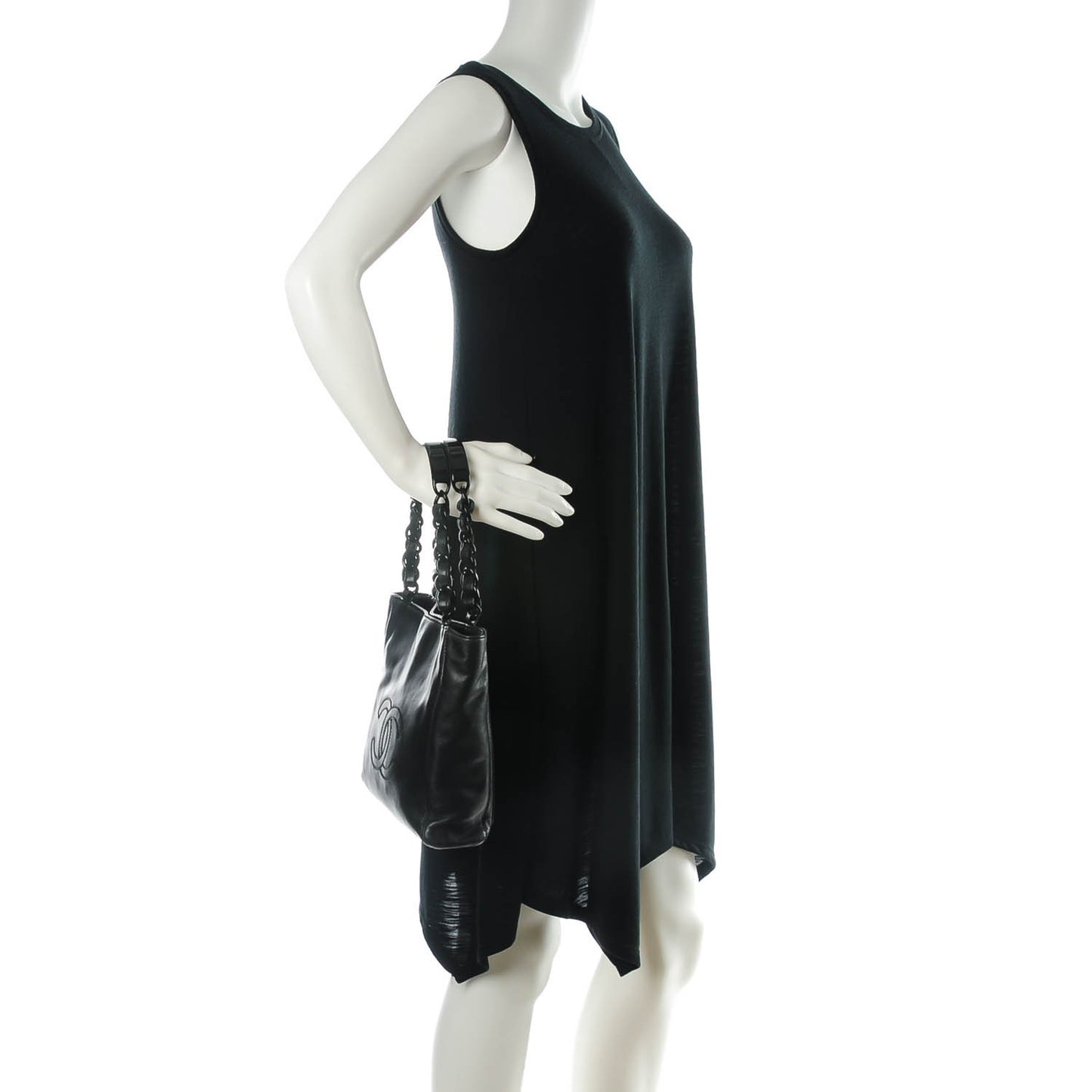 Lambskin Chain CC Small Tote Black