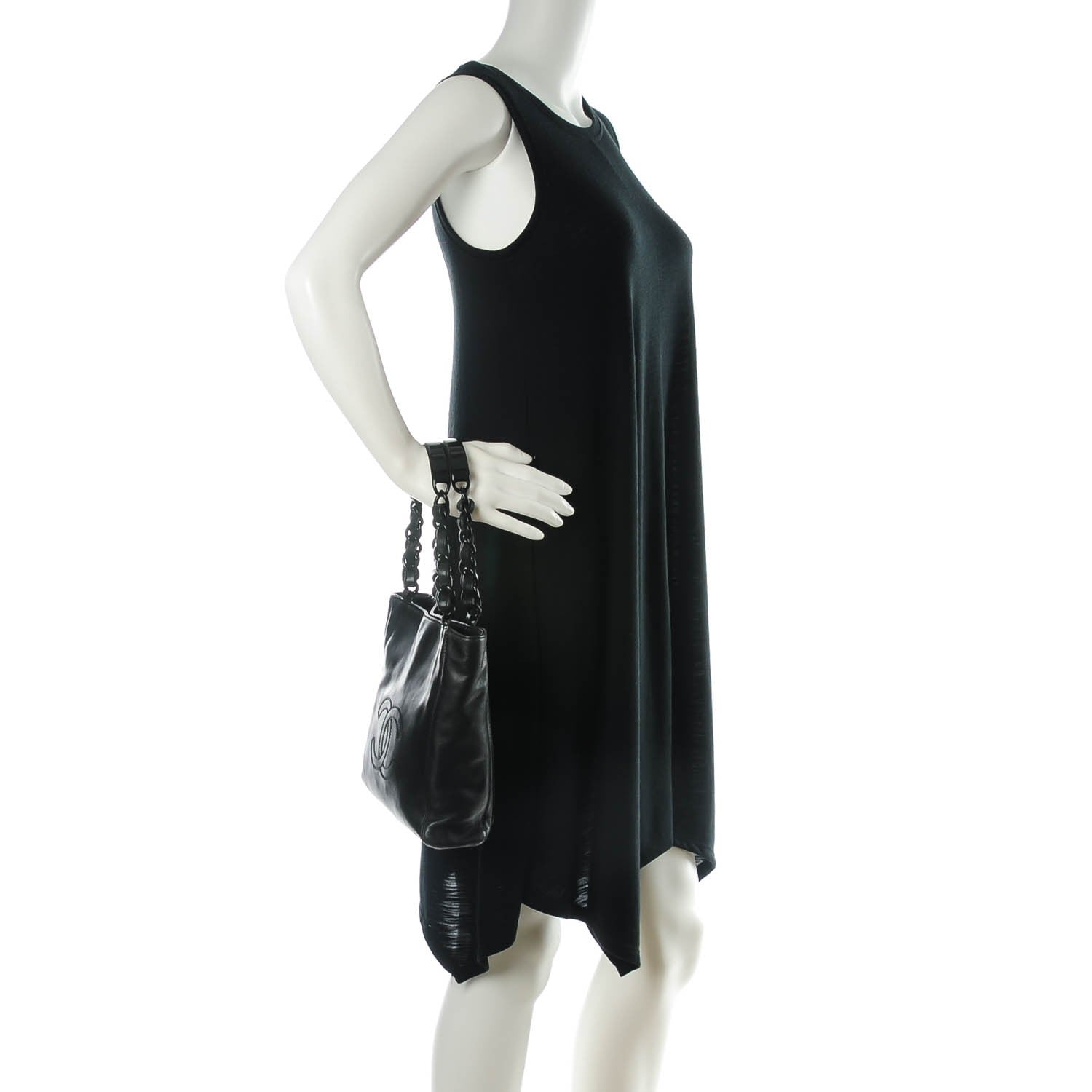 Chanel Lambskin Chain CC Small Tote Black 2 of 9