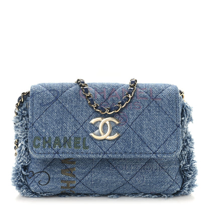 Chanel Denim Quilted Denim Mood Clutch With Chain Blue Multicolor 1 of 11